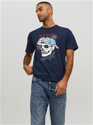 T-SHIRT ROXBURY 12227779 ΣΚΟΥΡΟ ΜΠΛΕ REGULAR FIT JACK & JONES