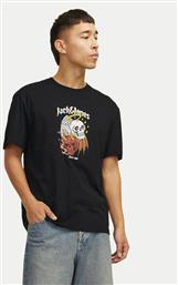 T-SHIRT SEVEN SKULL 12262491 ΜΑΥΡΟ REGULAR FIT JACK & JONES από το MODIVO