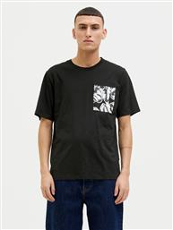 T-SHIRT SPLIT 12272995 ΜΑΥΡΟ REGULAR FIT JACK & JONES