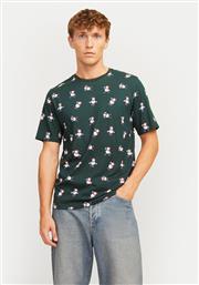 T-SHIRT XMAS MERRY 12265399 ΠΡΑΣΙΝΟ STANDARD FIT JACK & JONES από το MODIVO