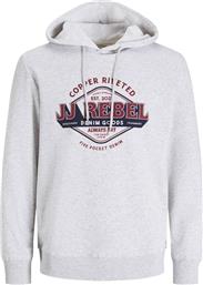 JREBCASPER SWEAT HOOD 12266364-WHITE MELANGE ΛΕΥΚΟ JJ REBEL