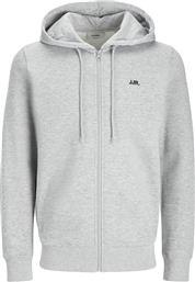 JREBREBEL LOGO SWEAT ZIP HOOD 12266382-LIGHT GREY MELANGE ΓΚΡΙ JJ REBEL