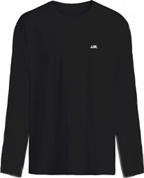 JREBREBEL LOGO TEE LS CREW NECK 12273399-BLACK ΜΑΥΡΟ JJ REBEL