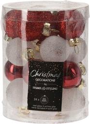 ΣΕΤ ΧΡΙΣΤΟΥΓΕΝΝΙΑΤΙΚΑ ΣΤΟΛΙΔΙΑ ΜΠΑΛΕΣ DECOR ΓΥΑΛΙΝΗ GLITTER 24ΤΜΧ (2.5CM) JK HOME