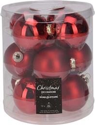 ΣΕΤ ΧΡΙΣΤΟΥΓΕΝΝΙΑΤΙΚΑ ΣΤΟΛΙΔΙΑ ΜΠΑΛΕΣ DECOR ΓΥΑΛΙΝΗ ΚΟΚΚΙΝΗ 12ΤΜΧ (6CM) JK HOME