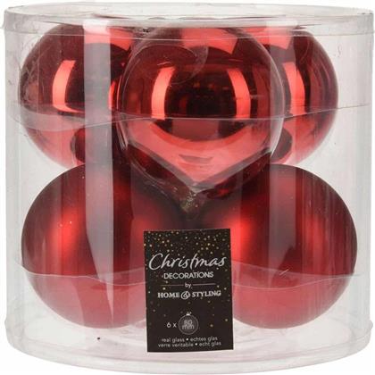 ΣΕΤ ΧΡΙΣΤΟΥΓΕΝΝΙΑΤΙΚΑ ΣΤΟΛΙΔΙΑ ΜΠΑΛΕΣ DECOR ΓΥΑΛΙΝΗ ΚΟΚΚΙΝΗ 6ΤΜΧ (8CM) JK HOME