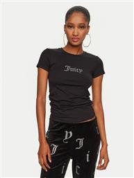 T-SHIRT DOT RUCHED JCWCT24311 ΜΑΥΡΟ SLIM FIT JUICY COUTURE από το MODIVO