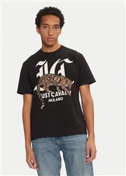 T-SHIRT 77OAHA02 ΜΑΥΡΟ REGULAR FIT JUST CAVALLI από το MODIVO