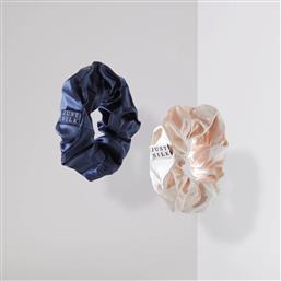 MΕΓΑΛΑ ΜΕΤΑΞΩΤΑ SCRUNCHIES ΣΕ ΜΠΛΕ ΚΑΙ ΜΠΕΖ JUST SILK