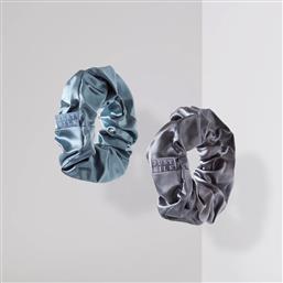 MΕΓΑΛΑ ΜΕΤΑΞΩΤΑ SCRUNCHIES ΣΕ ΓΚΡΙ ΚΑΙ ΓΑΛΑΖΙΟ JUST SILK