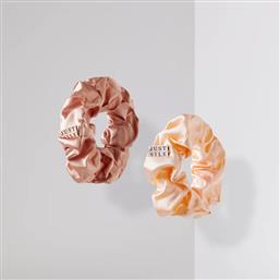 MΕΓΑΛΑ ΜΕΤΑΞΩΤΑ SCRUNCHIES ΣΕ ΡΟΖ ΚΑΙ ΡΟΔΑΚΙΝΙ JUST SILK