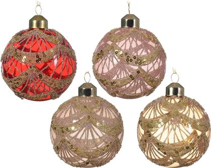 ΧΡΙΣΤΟΥΓΕΝΝΙΑΤΙΚΗ ΓΥΑΛΙΝΗ ΜΠΑΛΑ ''GLITTER, SPANGELS, BEADS'' 8 CM - 70172 KAEMINGK