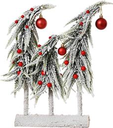 ΧΡΙΣΤΟΥΓΕΝΝΙΑΤΙΚΟ ΔΙΑΚΟΣΜΗΤΙΚΟ ΤΡΑΠΕΖΙΟΥ ''SNOWY TREES WITH RED BAUBLES'' 40 X 12 X 30 CM - 681549 KAEMINGK