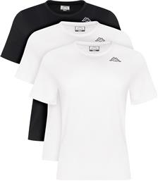ΣΕΤ 3 T-SHIRTS LOGO SYLVIE 38277LW ΜΑΥΡΟ REGULAR FIT KAPPA