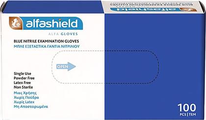 ALFASHIELD BLUE NITRILE EXAMINATION GLOVES ΕΞΕΤΑΣΤΙΚΑ ΓΑΝΤΙΑ ΝΙΤΡΙΛΙΟΥ ΜΙΑΣ ΧΡΗΣΗΣ ΜΗ ΑΠΟΣΤΕΙΡΩΜΕΝΑ ΜΠΛΕ ΧΡΩΜΑΤΟΣ 100 ΤΕΜΑΧΙΑ - MEDIUM KARABINIS MEDICAL