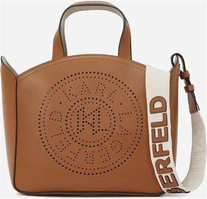 ΔΕΡΜΑΤΙΝΗ ΤΣΑΝΤΑ K/CIRCLE ΧΡΩΜΑ: ΚΑΦΕ, A1W30058 KARL LAGERFELD
