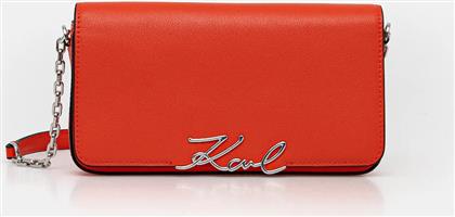 ΔΕΡΜΑΤΙΝΗ ΤΣΑΝΤΑ K/SIGNATURE ΧΡΩΜΑ: ΠΟΡΤΟΚΑΛΙ, B1W32037 KARL LAGERFELD