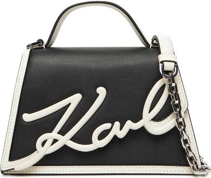 ΓΥΝΑΙΚΕΙΑ ΔΕΡΜΑΤΙΝΗ ΤΣΑΝΤΑ CROSSBODY ''K/SIGNATURE 2.0 SMALL'' - A1W30224 ΜΑΥΡΟ KARL LAGERFELD