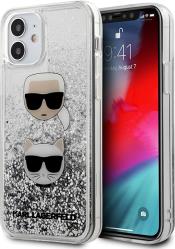 SILICONE CASE FOR APPLE IPHONE 12 / APPLE IPHONE 12 PRO LIQUID GLITTER 2 HEADS SILVER KARL LAGERFELD από το e-SHOP
