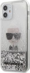 SILICONE CASE FOR APPLE IPHONE 12 MINI LIQUID GLITTER ICONIC SILVER KLHCP12SGLIKSL KARL LAGERFELD