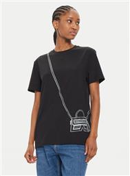 T-SHIRT CROSS BAG 236W1731 ΜΑΥΡΟ REGULAR FIT KARL LAGERFELD