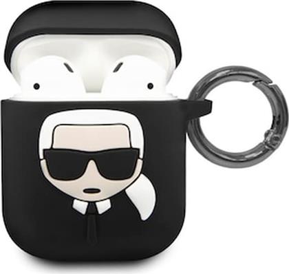 ΘΗΚΗ ΣΙΛΙΚΟΝΗΣ SILICONE CASE ΓΙΑ APPLE AIRPODS 1/2 - BLACK KARL LAGERFELD