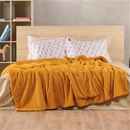 ΚΟΥΒΕΡΤΑ FLEECE KING SIZE (260X240) ΜΕ ΓΟΥΝΑΚΙ VERSUS SPENCER 11 OCHRE KENTIA