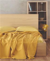 ΚΟΥΒΕΡΤΑ ΥΠΕΡΔΙΠΛΗ ΚΕΝΤΙΑ COEN 28 WAFFLE MUSTARD ΠΙΚΕ (230X240 CM) KENTIA