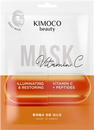 BEAUTY ILUSTRATING & RESTORING PEPTIDES & VITAMIC C FACE SHEET MASK ΜΑΣΚΑ ΠΡΟΣΩΠΟΥ ΓΙΑ ΑΝΑΔΟΜΗΣΗ & ΛΑΜΨΗ ΜΕ ΒΙΤΑΜΙΝΗ C & ΠΕΠΤΙΔΙΑ 23ML KIMOCO
