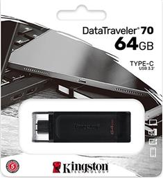 DATATRAVELER 70 64GB USB-C FLASH DRIVE - ΜΑΥΡΟ KINGSTON