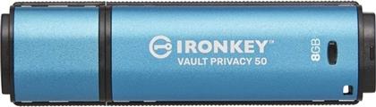 IRONKEY VAULT PRIVACY 50 SERIES 8 GB USB 3.2 FLASH - ΜΠΛΕ KINGSTON