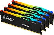 RAM FURY BEAST BLACK RGB 64GB (4X16GB) DDR5 5200MT/S CL40 INTEL XMP QUAD KF552C40BBAK4-64 KINGSTON