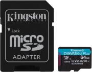 SDCG3/64GB CANVAS GO PLUS 64GB MICRO SDXC CLASS 10 UHS-I U3 V30 A2 + SD ADAPTER KINGSTON
