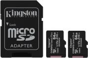 SDCS2/64GB-2P1A CANVAS SELECT PLUS 64GB MICRO SDXC 100R A1 C10 TWO PACK + SD ADAPTER KINGSTON