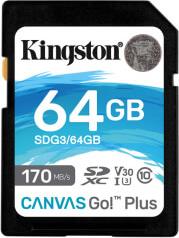 SDG3/64GB CANVAS GO PLUS 64GB SDXC 170R CLASS 10 UHS-I U3 V30 KINGSTON από το e-SHOP