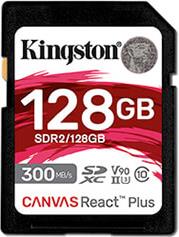 SDR2/128GB CANVAS REACT PLUS 128GB SDXC CLASS 10 UHS-II U3 V90 KINGSTON
