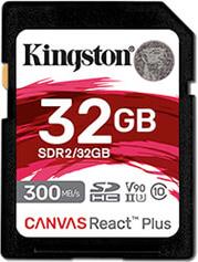 SDR2/32GB CANVAS REACT PLUS 32GB SDHC CLASS 10 UHS-II U3 V90 KINGSTON