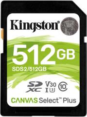 SDS2/512GB 512GB SDXC CANVAS SELECT PLUS 100R C10 UHS-I U3 V30 KINGSTON