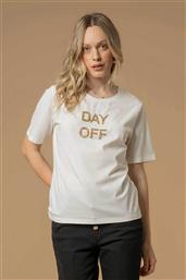 ΓΥΝΑΙΚΕΙΟ T-SHIRT ΜΕ LETTERING ΑΠΟ ΠΕΤΡΕΣ ''REINBERTA'' - A25PTS7390ABUN0000 ΛΕΥΚΟ KOCCA