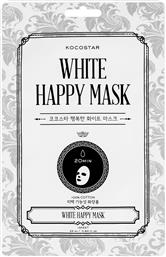 WHITE HAPPY FACE MASK ΕΜΠΟΤΙΣΜΕΝΗ ΜΑΣΚΑ ΠΡΟΣΩΠΟΥ ΜΕ ΝΙΑΣΙΝΑΜΙΔΗ ΓΙΑ ΛΑΜΨΗ 25ML KOCOSTAR