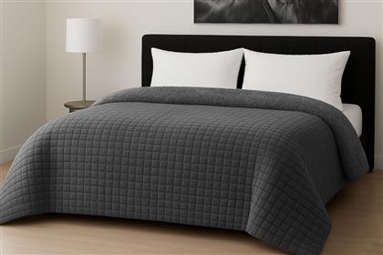 ΚΟΥΒΕΡΤΟΠΑΠΛΩΜΑ FLANNEL COMFORT ΜΟΝΟ 160X220ΕΚ. RIB CUT DARK GREY LE BLANC 7001044-24 (ΥΛΙΚΟ: FLANNEL 100%, ΧΡΩΜΑ: ΓΚΡΙ) - - 7001044-24 KOMVOS HOME