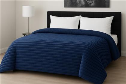 ΚΟΥΒΕΡΤΟΠΑΠΛΩΜΑ FLANNEL COMFORT ΜΟΝΟ 160X220ΕΚ. RIB NAVY LE BLANC 7001044-26 (ΥΛΙΚΟ: FLANNEL 100%, ΧΡΩΜΑ: ΜΠΛΕ) - - 7001044-26 KOMVOS HOME