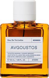 AVGOUSTOS EAU DE TOILETTE ΓΥΝΑΙΚΕΙΟ ΑΡΩΜΑ ΜΕ ΝΟΤΕΣ ΜΑΝΤΑΡΙΝΙΟΥ, ΛΕΒΑΝΤΑΣ & ΠΕΡΓΑΜΟΝΤΟΥ 50ML KORRES