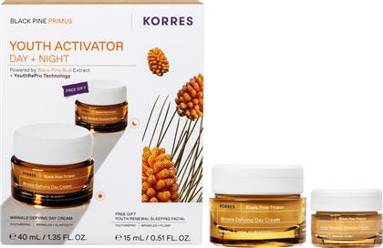 PROMO BLACK PINE PRIMUS WRINKLE DEFYING FACE DAY CREAM 40ML & ΔΩΡΟ YOUTH RENEWAL SLEEPING FACIAL CREAM 15ML KORRES