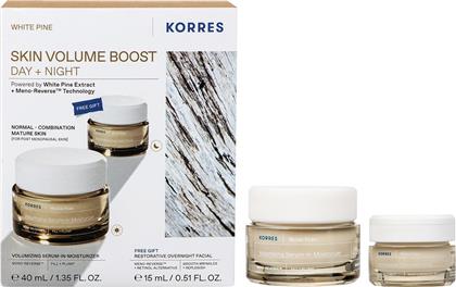 PROMO WHITE PINE VOLUMIZING SERUM IN MOISTURIZER DAY CREAM 40ML & ΔΩΡΟ RESTORATIVE OVERNIGHT FACIAL NIGHT CREAM 15ML KORRES