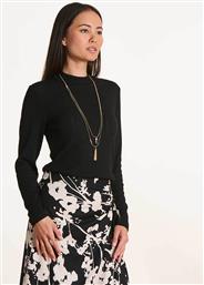 ΓΥΝΑΙΚΕΙΑ ΠΛΕΚΤΗ ΜΠΛΟΥΖΑ ΜΟΝΟΧΡΩΜΗ ΜΕ ΣΤΡΟΓΓΥΛΗ ΛΑΙΜΟΚΟΨΗ - FK-TS-EVOLA ΜΑΥΡΟ LA FEE MARABOUTEE