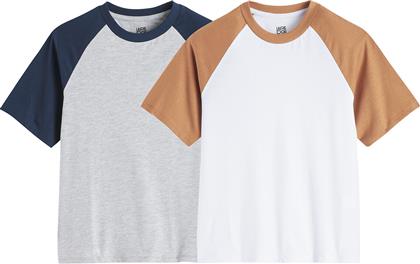 ΣΕΤ 2 T-SHIRT ΜΕ ΚΟΝΤΑ ΜΑΝΙΚΙΑ COLOR BLOCK LA REDOUTE COLLECTIONS