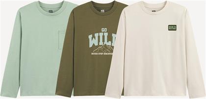 ΣΕΤ 3 T-SHIRT ΜΕ ΜΑΚΡΙΑ ΜΑΝΙΚΙΑ LA REDOUTE COLLECTIONS