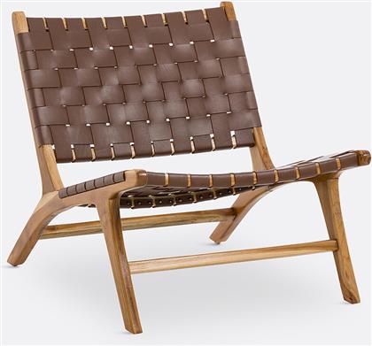 ΠΟΛΥΘΡΟΝΑ LOUNGE ΑΠΟ ΞΥΛΟ TEAK ΚΑΙ ΔΕΡΜΑ Μ79XΠ66XΥ69CM LA REDOUTE INTERIEURS