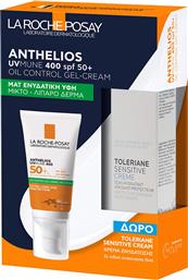 PROMO ANTHELIOS UVMUNE 400 SPF50+ OIL CONTROL GEL-CREAM 50ML & ΔΩΡΟ TOLERIANE SENSITIVE MOISTURISER CREAM 15ML LA ROCHE POSAY